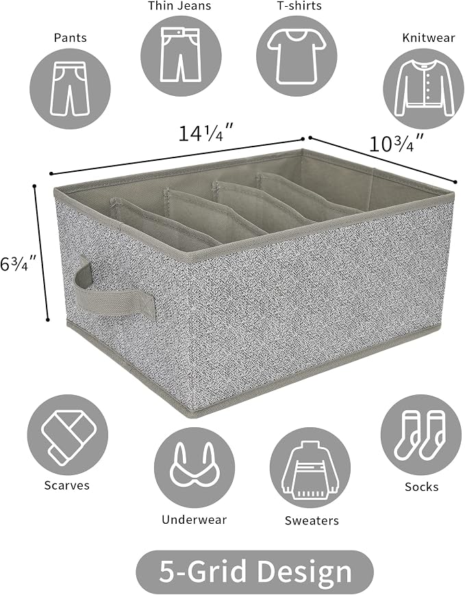 GRANNY SAYS Pants Jeans Organizer for Closet, Wardrobe Clothes Organizer, Clothes Drawer Organizers, Clothing Storage for Tshirts, Pants, Sweaters, Gray, 4-Pack - Image 6