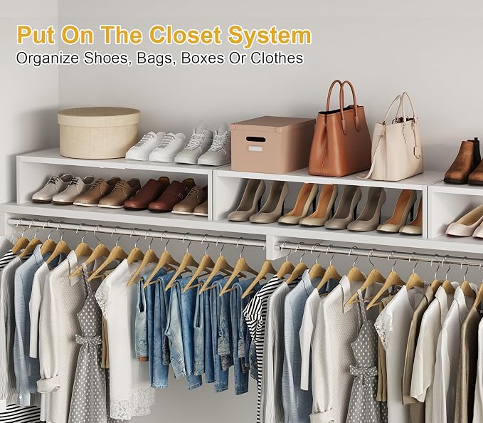 Cidaziya Expandable 1 Tier Shoe Rack for Shoe Cabinet, 1 Tier Stackable White Shoe Shelf Organizer for Closet, Sturdy Metal and Wood Structure, Hold 4-6 Pairs of Shoes - Image 5