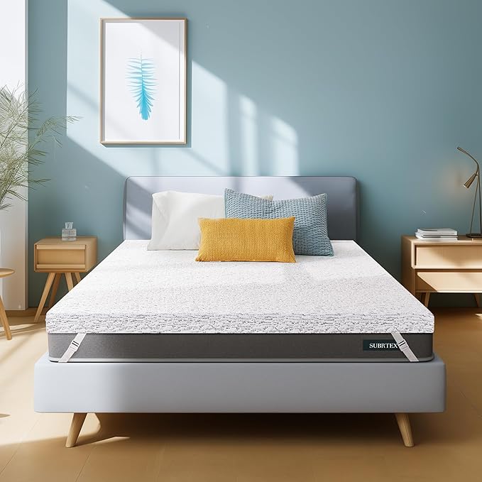 Subrtex Cooling Mattress Topper Cover Full Size 2 Inch (Only Cover) Mattress Topper Protector Bedding Removable Mattress Encasement with Zipper Closure