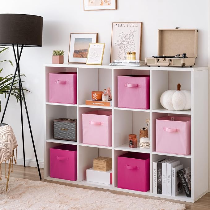 GRANNY SAYS Pink Gradient Cube Storage Bins, 11 Inch Cube Storage Organizer, Fabric Collapsible Storage Bins with Handle, Storage Cubes for Shelves, Closet, 6-Pack - Image 2