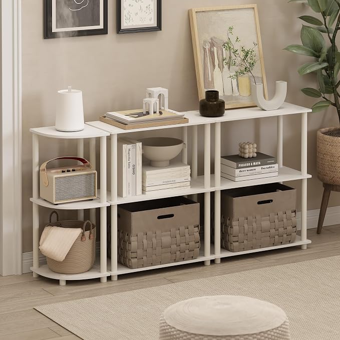 Furinno Turn-N-Tube Corner Shelf, 3-Tier Corner Bookshelf, Display Storage Shelves with Open Shelves, for Organization and Storage, Living Room, Home Office, Garage, White - Image 2