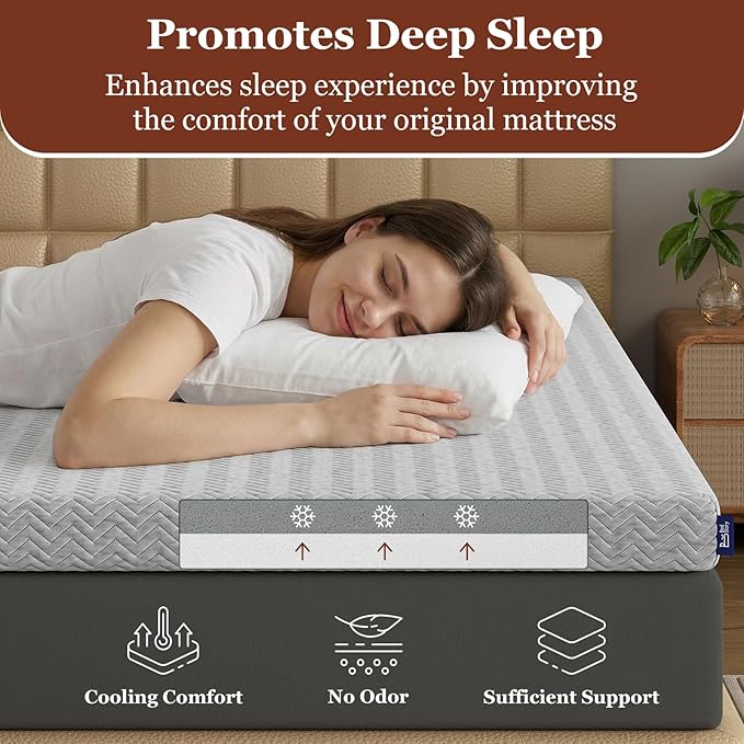 BedStory Firm Mattress Topper 4 Inch Full Size - Memory Foam Bed Topper for Pain Relief - Copper Gel Bamboo Charcoal Green Tea Infused Cooling Mattress Pad - CertiPUR-US Certified