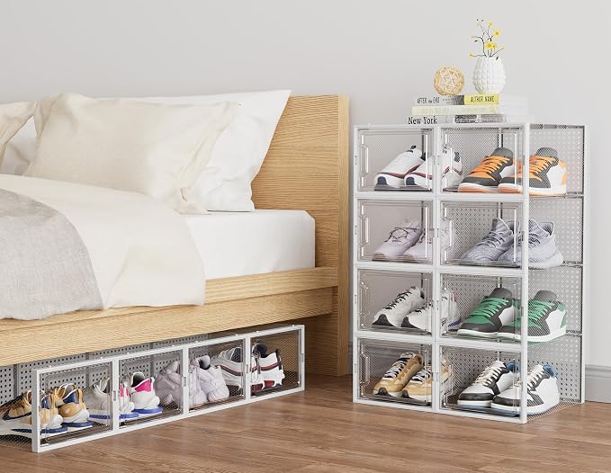 HOMIDEC Shoe Storage, 12 Pack Shoe Organizer for Closet, Shoe Boxes Clear Plastic Stackable Shoe Containers with Lids for Size 13 - Image 7