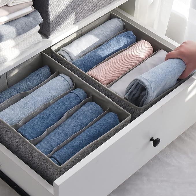 GRANNY SAYS Pants Jeans Organizer for Closet, Wardrobe Clothes Organizer, Clothes Drawer Organizers, Clothing Storage for Tshirts, Pants, Sweaters, Gray, 4-Pack - Image 2