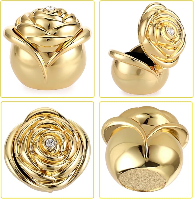 Hipiwe Rose Shape Vintage Jewelry Box - Gold Metal Trinket Organizer Small Jewelry Storage Holder Treasure Box Case Keepsake Box for Rings Earrings Necklace Gift for Women, Large - Image 3