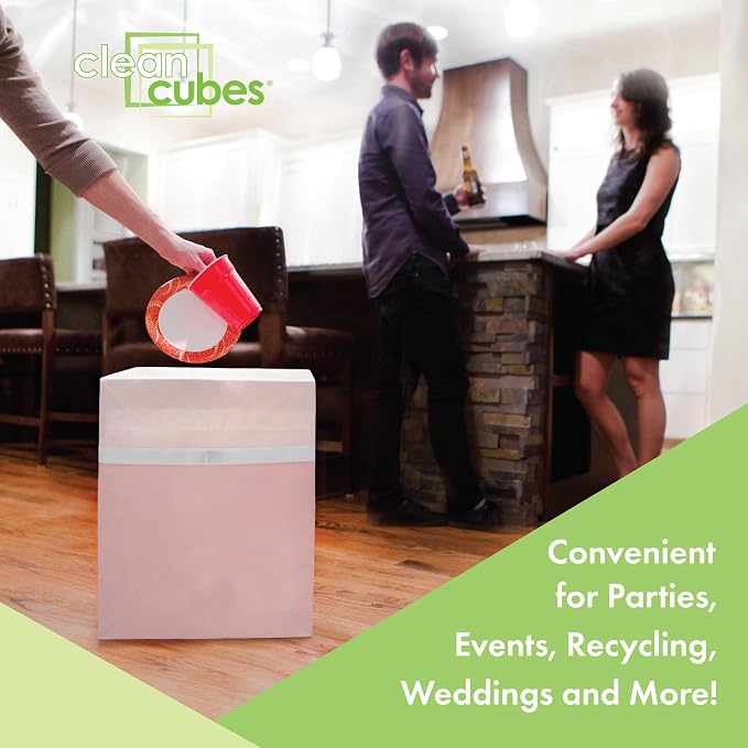 Clean Cubes 13 Gallon Disposable Pop-Up Trash Cans (3-Pack) with Fitted Bags – Foldable Garbage & Recycling Bins for Parties, Events & Kitchen (Pink, 17" H x 13.5" W x 10" D) - Image 2