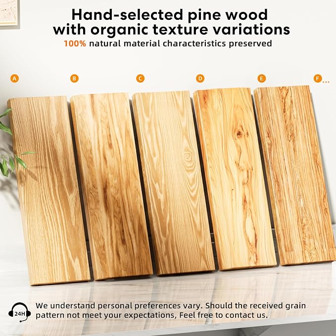 Floating Shelves for Wall Rustic Farmhouse 24 Inch Floating Shelf Wooden Shelves for Wall Pine Wood Shelf with Unique Natural Grain for Living Room Bedroom Kitchen (Raw Wood) - Image 7