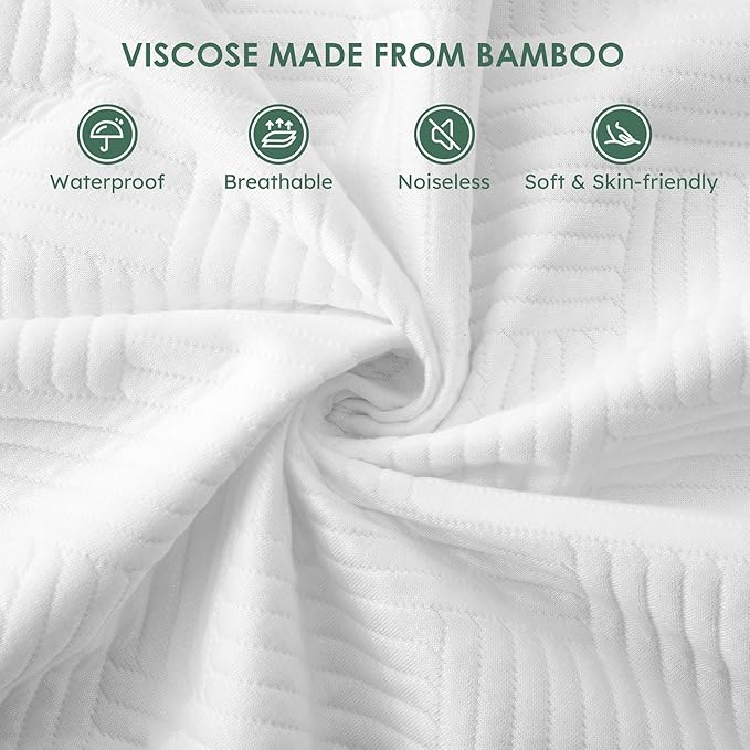 Cozymaker Queen Size 100% Waterproof Mattress Protector, Mattress Pad Cover Fitted 8"-21" Deep Pocket, 3D Air Fabric Soft Breathable Cooling Bed Cover Noiseless Washable, White-Fence