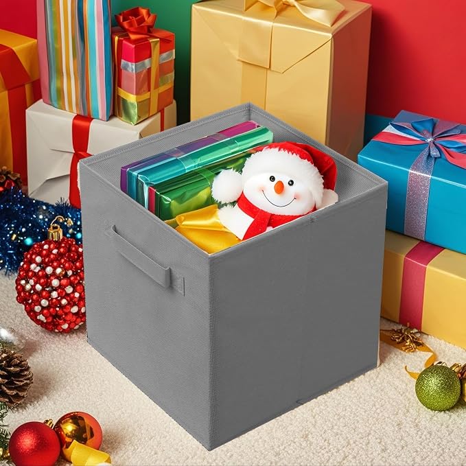 ShellKingdom Storage Bins, Foldable Fabric Storage Cubes And Cloth Organizer Drawer For Closet And Toys, 6 Pack (Gray) - Image 7