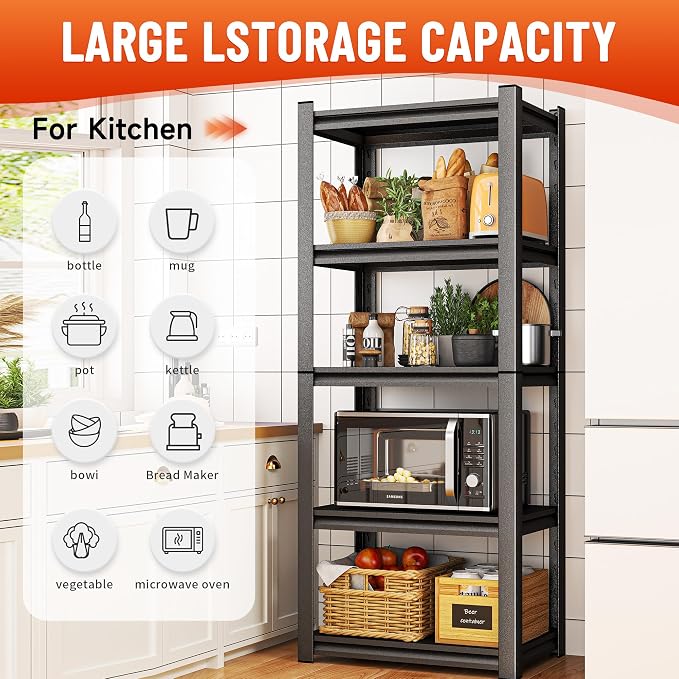 78" H×45" W Garage Shelving, 6 Tier Heavy Duty Metal Garage Storage Shelves, 3000 lbs Adjustable Standing Shelf and Double-Layer Posts for Garage,Warehouse,Basement, Kitchen,Thickened - Image 6