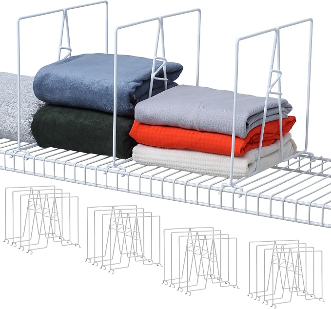 Wire Shelf Dividers - White Closet Organization & Storage Organizer - No Tool Shelf Divider for Wire Shelves - Metal Shelf Accessories – for 12“ Deep Wire Shelves – Tall 12” Height – 20 Pack by Unknown