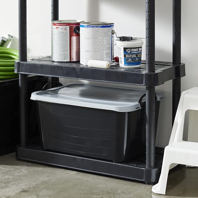 Life Story 6 Pack Heavy Duty Stackable Storage Bin, 55 Quart Home Organizer, Versatile Lightweight Locking Bins with Carrying Handles, Black/Gray - Image 6