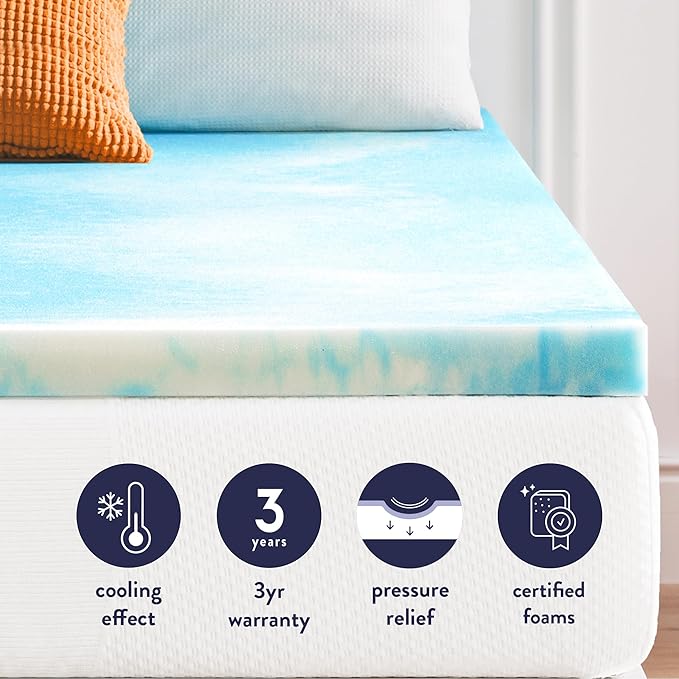 Best Price Mattress 2 Inch Swirl Gel AeroBreeze Cooling Air Flow Memory Foam Mattress Topper, Dorm Essentials, Full