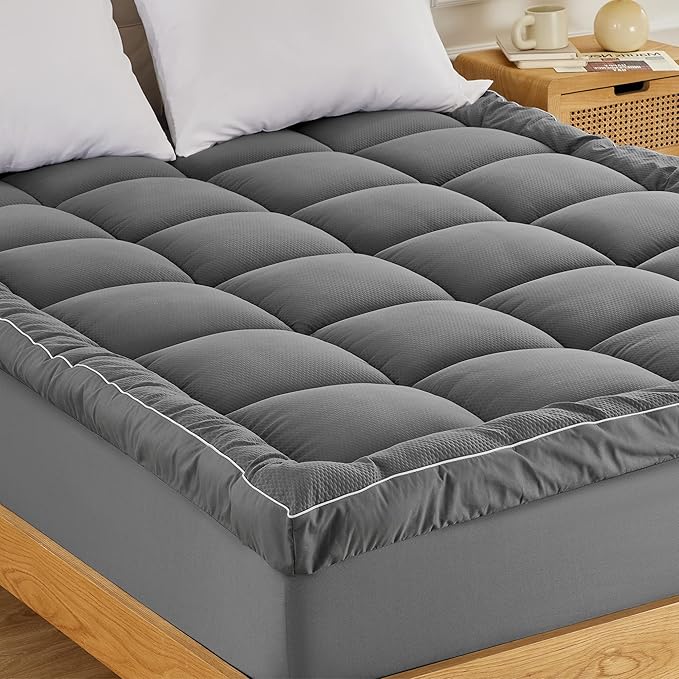Sonive Twin XL Mattress Protector, Extra Thick Pillow-Top Mattress Topper with Premuim 1000gsm Alternative Filling, Fluffy Soft Quilted Mattress Pad, Mattress Cover Oeko-Tex Certified Grey