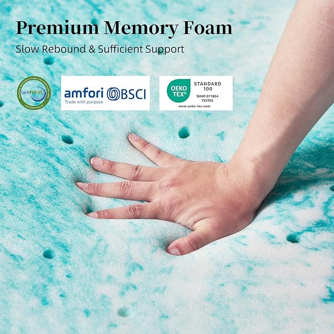 3 inch Memory Foam Mattress Topper Queen Size Bed, Gel Infused Memory Foam Mattress Pad for Back Pain Relief, 60x80 Inches