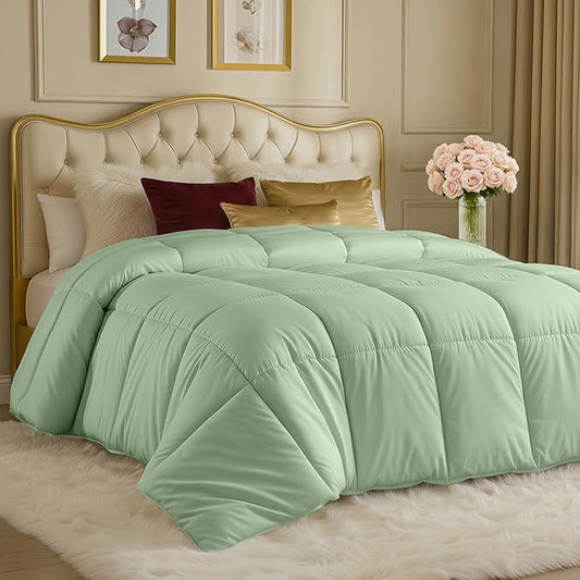 Utopia Bedding Comforters Twin Size, All Season Duvet Insert, Down Alternative Box Stitched Bed Comforter with Corner Tabs, Machine Washable (Sage Green)