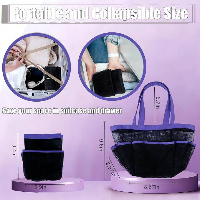 Attmu Mesh Shower Caddy Portable, Quick Dry Hanging Shower Tote Bag for College Dorm Room Essentials, Large Capacity Shower Caddy Dorm for Bathroom Gym Swimming - Image 4