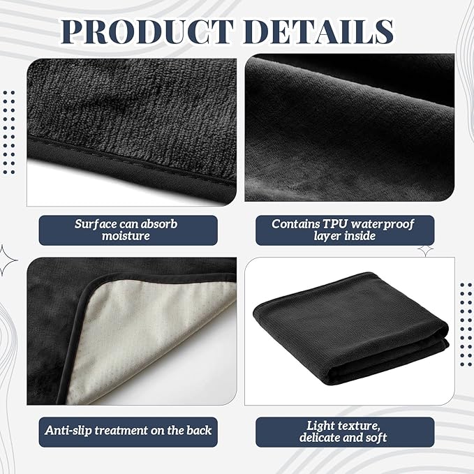 1 Pcs Couples Waterproof Mat 54 x 34 in Lover Reusable Stainproof Blanket Quiet Easy Use Mattress Protector for Adult Multi Functional Bed Sheet Couple Messy Play Pleasure Comfort (Black)