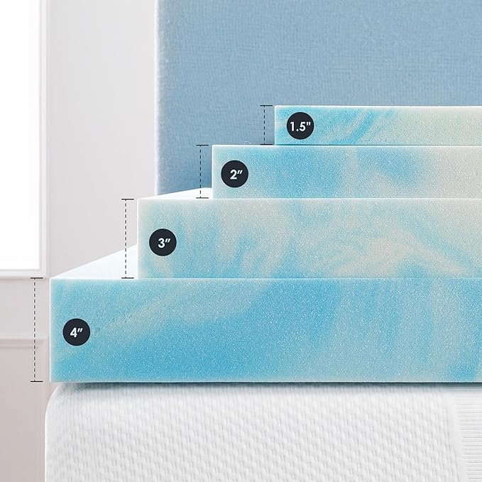 Best Price Mattress 1.5 Inch Swirl Gel AeroBreeze Cooling Air Flow Memory Foam Mattress Topper, Dorm Essentials, Full