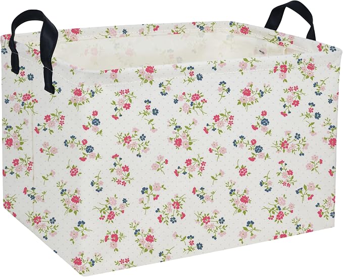 Rectangular Kids Baskets Flower Basket Cute Storage Bins Organizer Box Boys Room Decor for Home.(Dot flower) by DDBASKET