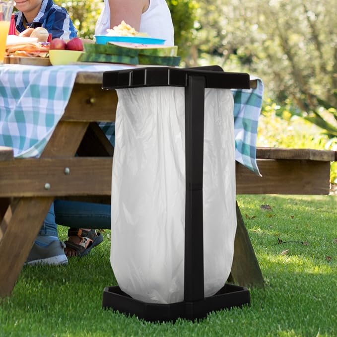 Wakeman Heavy Duty Black Trash Bag Portable Trash Bag Holder Stand with 7 Bags - Collapsible Trash Can Camping, RV, Kitchen, or Tailgate Party Garbage Bag Holder - Image 6