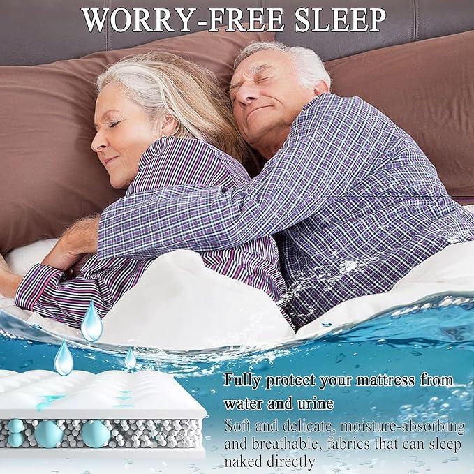 Bedding Waterproof Mattress Protectors with Deep Pocket Fitted Up to 13 inches, Washable Mattress Cover Topper Comfortable Soft Noiseless for Dorm,Home, Hotel (White, Full)