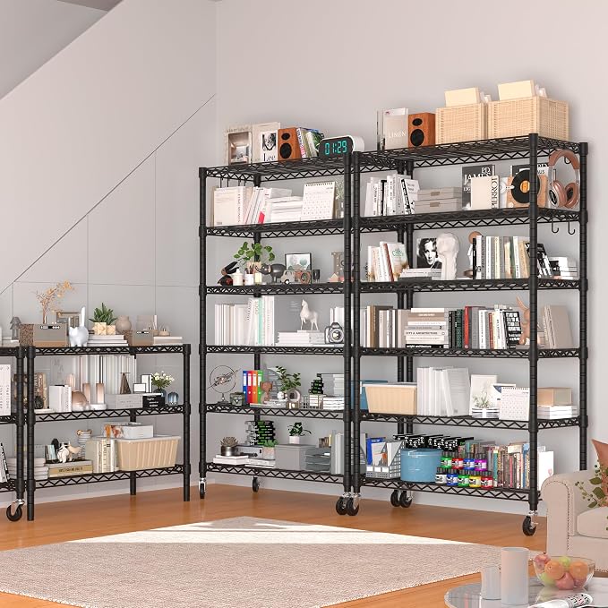 PrimeZone 6 Tier Wire Shelving with Wheels 79''H 1500lbs Storage Shelves NSF Certified Heavy Duty Steel Metal Shelf Adjustable Rolling Rack Kitchen Garage Closet Pantry Laundry 79''HX36''WX16''D 4Pcs - Image 2