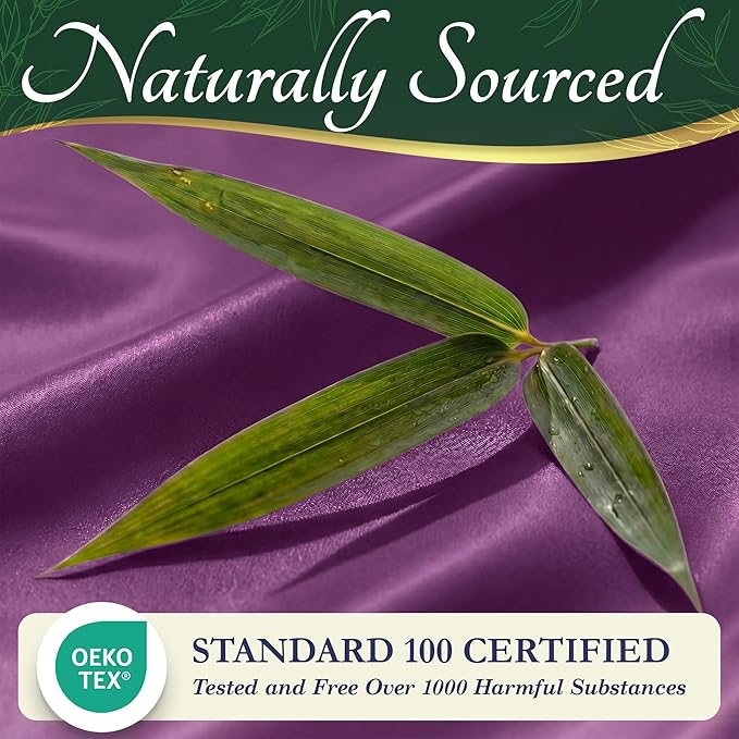 DECOLURE 100% Viscose Derived from Bamboo Sheets Twin Size - Luxury 4 Pc Naturally Cooling Sheets, Ultra Soft Bed Set - Deep 17" Pockets, Durable Double Stitching, Oeko Tex Standard (Purple)