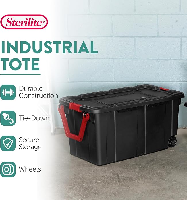 Sterilite Tote IND Wheeled Black 40GA 14699002 - Image 3