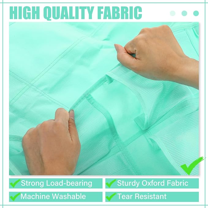 Windyun 40 over the Door Shoe Organizer Large Mesh Pocket Hanging Shoe Rack for Closet Turquoise Nonslip Behind Door Storage Holder Back to School Organizer for Dorm Room College Classroom Storage - Image 4