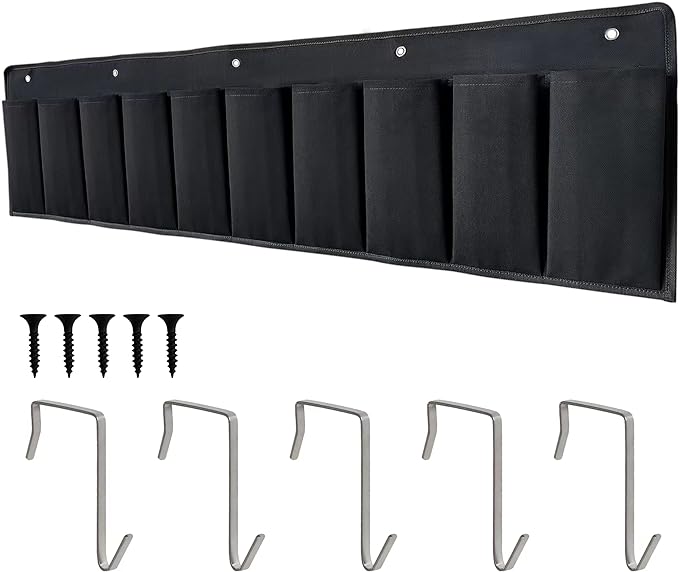 RVZONE RV Shoe Pockets 10 Pockets Heavy Hanging Bedside Storage Organizer with Sturdy Hooks Storage Pockets Hangs on bed for Shoes Toys and Tool Accessories by RVZONE