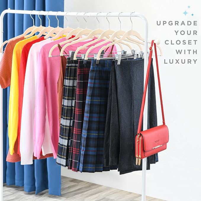 Home-it 10 Pack Velvet Hangers with Clips - Ivory Pants & Skirt Hangers - Ultra Thin No Slip Space-Saving for Pants, Skirts, Coats, Dresses, Tank Tops, Clothes - Image 7