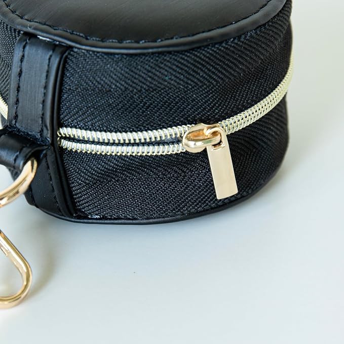 COLLECTIVE HOME - Monogrammed Letter Jewelry Case, Portable Travel Ring Holder Box with Keychain, Personalized Initial Organizer for Earrings Necklaces, Gift for Her (Black-j) - Image 4