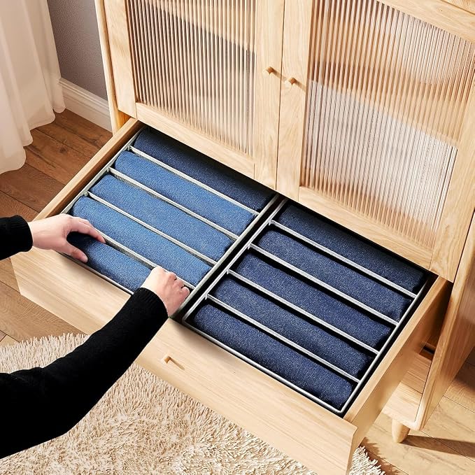 Homsorout Foldable Closet Organizer with Handles - 6 Pack Fabric Wardrobe Dividers for Clothes Storage Jeans, Pants, Sweaters, T-Shirts，Black - Image 3