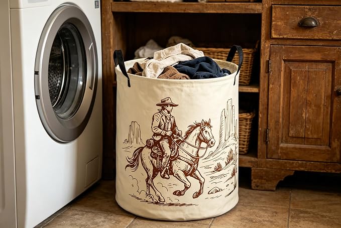 Kids Laundry Basket Cow Boy Hamper for Nursery Boys Hamper Cute Kids Storage Bin Organizer Room Decor for Home(Cow boy) - Image 3
