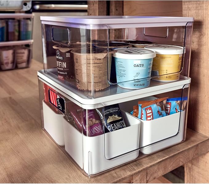 Rosanna Pansino x iDesign Recycled Plastic Open Front Kitchen Storage Bin with Lid, Clear Bin/Marshmallow Lid, 12" x 12" x 6" - Image 6