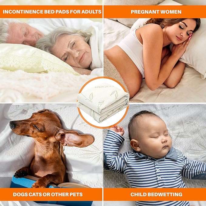 Cheer Collection Bamboo Mattress Protector - Highly Absorbent 100% Waterproof Incontinence Pad for Elderly Adults, Children and Pets - Twin