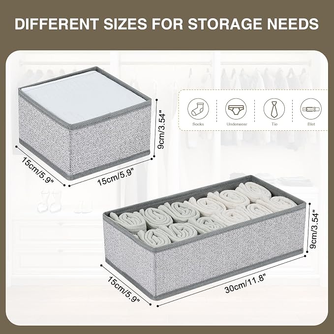 DIMJ Drawer Organizer Clothes, Dresser Organizer For Nursery, Bedroom, Closet, Baby Clothes Organizer and Storage, Foldable Fabric Drawer Dividers for Baby Socks, Belt, Tie (4 Pack, Blended) - Image 4