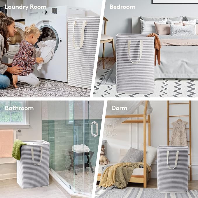 Lifewit 2 Pack Laundry Basket 80L Each, Collapsible Clothes Hamper with Reinforced Handles, Freestanding Waterproof Design for Bedroom and Laundry Room, Grey 160L Total - Image 7
