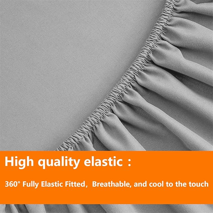TAIMIT Grey King Size Comforter Set - 7 Pieces, Bed in a Bag Bedding Sets with All Season Soft Quilted Warm Fluffy Reversible Comforter,Flat Sheet,Fitted Sheet,2 Pillow Shams,2 Pillowcases,Gray