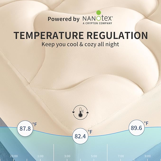 SLEEP ZONE Mattress Pad Queen, Double Bed Mattress Topper for Bedroom, Breathable Mattress Protector, Cooling Mattress Cover with Deep Pocket, Comfortable & Soft (Beige, Queen)
