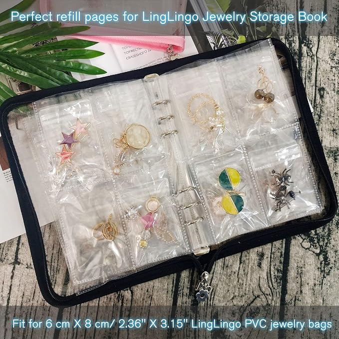 Clear Double-Sided Refill Inner Pages for Transparent Jewelry Storage Book 6 Ring Binder, 20 Sheets 160 Pockets - Image 4