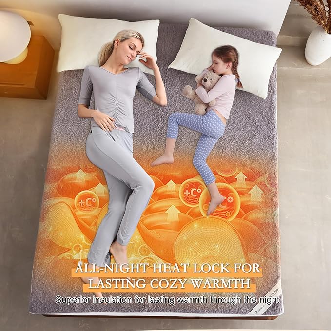 YOUR MOON Wool Fleece Mattress Pad Twin – Organic Australian Wool Plush Mattress Topper, 370GSM Velvet Breathable Bed Mattress Cover with 16" Deep Pocket, 39"x75", Gray