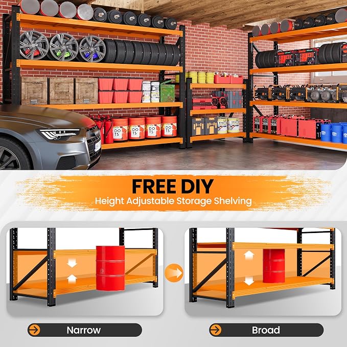 Storage Shelves Heavy Duty, 7000LBS Metal Garage Shelving 24” Deep Storage Rack Shelf, Steel Tall Industrial Shelving, 4 Tier Adjustable Standing Shelf for Warehouse/Shop 79" W x 24" D x 79" H - Image 4