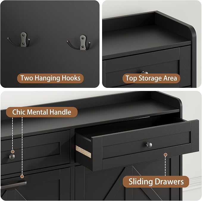 Shoe Cabinet with 4 Flip Drawers & 2 Top Drawers, 43" Tall Freestanding Narrow Wooden Shoe Storage Organizer for Entryway, Hidden Slim Shoe Rack for Front Door Entrance, Hallway, Living Room, Black - Image 6