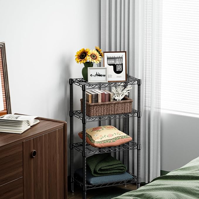 M MZG 1000 lbs 4 Tier Shelf Metal Storage Shelves Wire Rack Closet Organizers with PP Board for Garage Kitchen Bathroom Laundry Black 11.8" D x 21.7" W x 39.5" H - Image 5