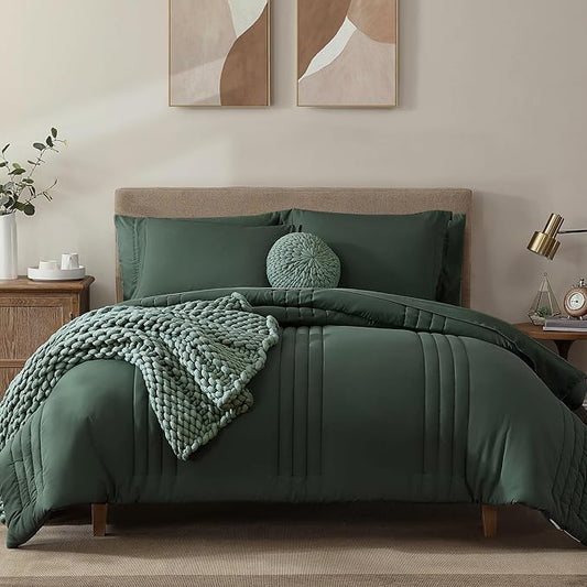 Monbix Full Comforter Set - 7 Pieces Deep Forest Bed in a Bag Full Size Bedding Sets with Comforters, All Seasons Comforter with Sheets, Pillowcases & Shams