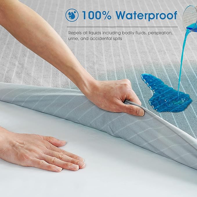 TASTELIFE Waterproof Mattress Protector King Size, Premium Breathable Bed Cover with Deep Pocket 8"-21", Noiseless Machine Washable & Vinyle-Free for Home & Hotel (Gray)