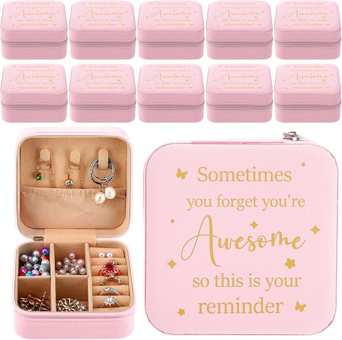 Kenning 12 Pack Inspirational Gifts Bulk Travel Jewelry Case Organizer Appreciation Gifts for Employee Teacher Coworkers Nurses by Kenning