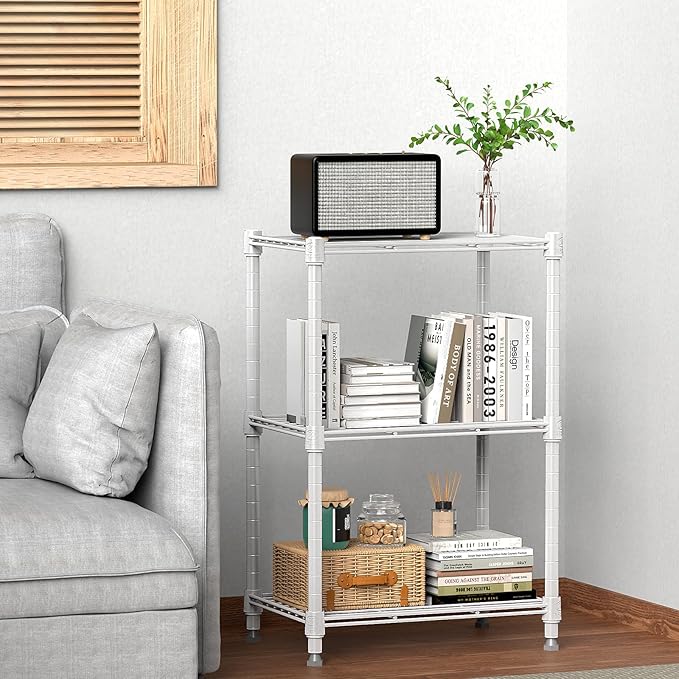 M MZG 450 lbs Wire Storage Shelving 3-Tier Utility Shelving Unit Steel Organizer Wire Rack for Home,Kitchen,Office,White (11.8" D x 17.7" W x 26.4" H) - Image 4
